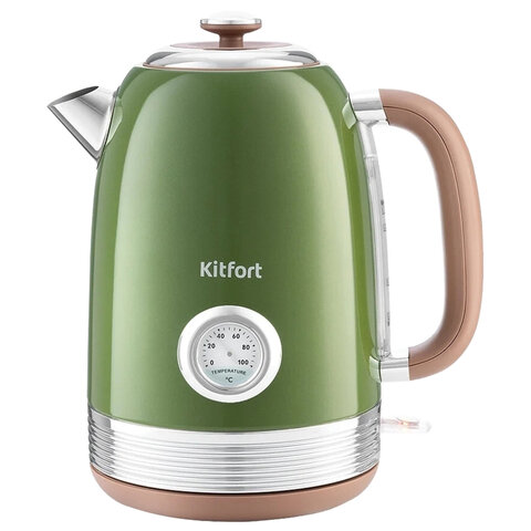 Чайник KITFORT КТ-6110, 1,7 л, 2200 Вт, закрытый нагревательный элемент, сталь