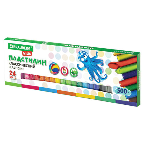 Пластилин классический BRAUBERG KIDS, 24 цвета, г, ВЫСШЕЕ КАЧЕСТВО