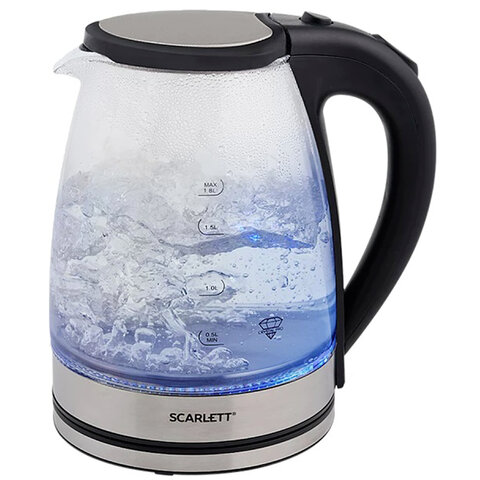 Чайник SCARLETT SC-EK27G35, 1,8 л, 1800 Вт, закрытый нагревательный элемент, стекло