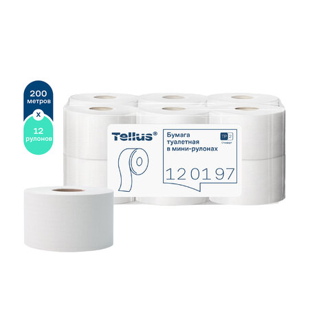 Бумага туалетная 200 метров, Tellus/TORK (Система T2) UNIVERSAL, 1-слойная, КОМПЛЕКТ 12 рулонов
