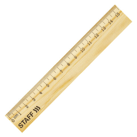 Линейка деревянная 15 см, STAFF