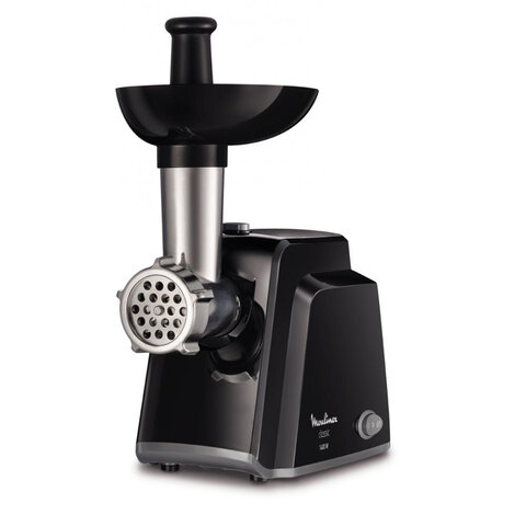 Мясорубка MOULINEX ME105830, 1400 Вт, производительность 1,7 кг/мин, 2 насадки, реверс, пластик