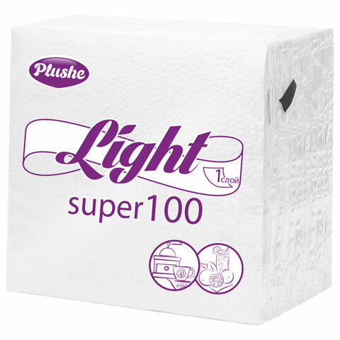 Салфетки бумажные 90 штук, см, PLUSHE (Плюше) Light, 100% целлюлоза