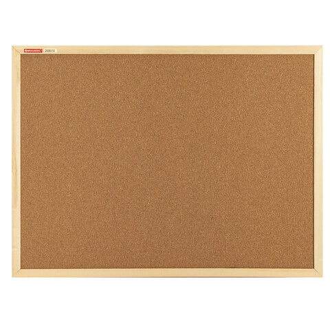Доска пробковая для объявлений 45х60 см, деревянная рамка, BRAUBERG Wood