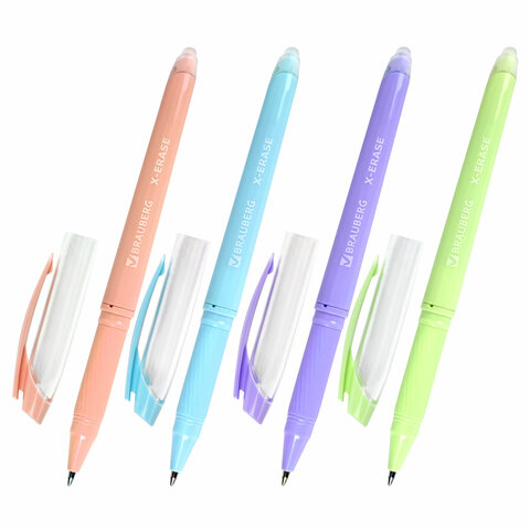 Ручка стираемая гелевая с грипом BRAUBERG X-ERASE PASTEL, узел 0,7 мм, линия 0,35 мм