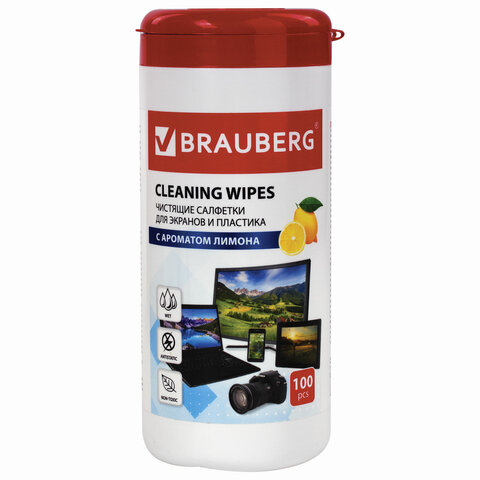 Салфетки для экранов всех типов и пластика BRAUBERG с ароматом 