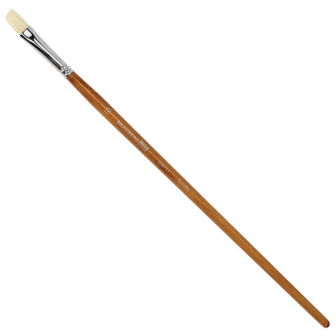 Кисть художественная профессиональная BRAUBERG ART CLASSIC, щетина, плоская, № 10, длинная ручка