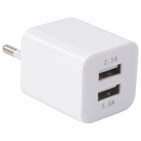 Зарядное устройство сетевое (220В) SONNEN, 2 порта USB, выходной ток 2,1 А