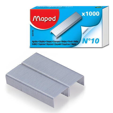 Скобы для степлера №10, 1000 штук, MAPED (Франция), до 20 листов