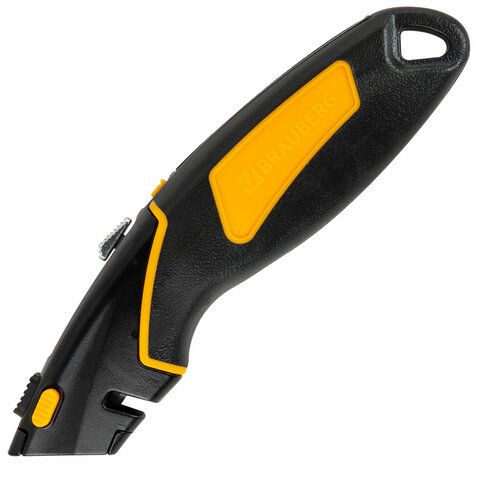 Нож универсальный мощный цинковый BRAUBERG METALLIC PRO, автофиксатор, резиновые вставки