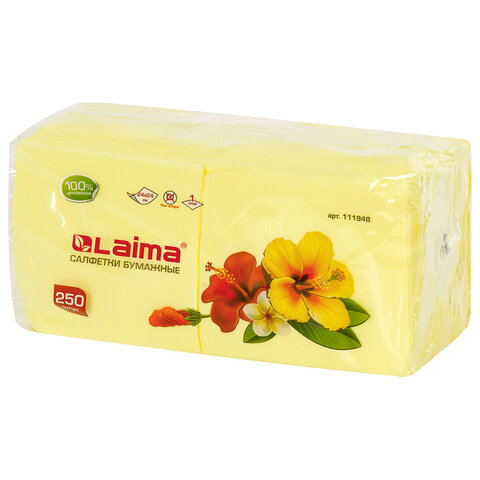 Салфетки бумажные 250 штук, см, LAIMA, 100% целлюлоза