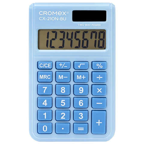 Калькулятор карманный CROMEX (КРОМЕКС) CX-210N-BU (96х62 мм), 8 разрядов, двойное питание