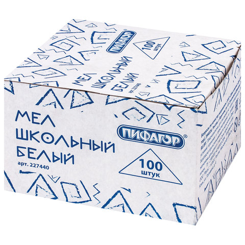Мел квадратный 100 штук, ПИФАГОР, картонная упаковка