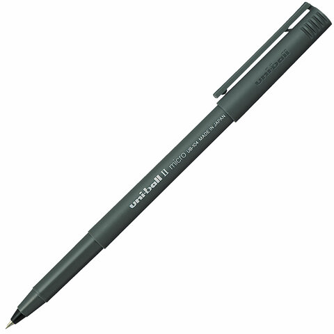 Ручка-роллер Uni-Ball II Micro, корпус , узел 0,5 мм, линия 0,24 мм, UB-104 Black