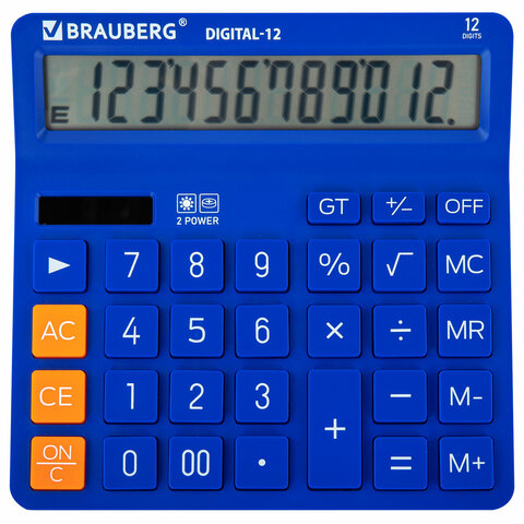 Калькулятор настольный BRAUBERG DIGITAL-12-BL (151х152 мм), 12 разрядов, двойное питание