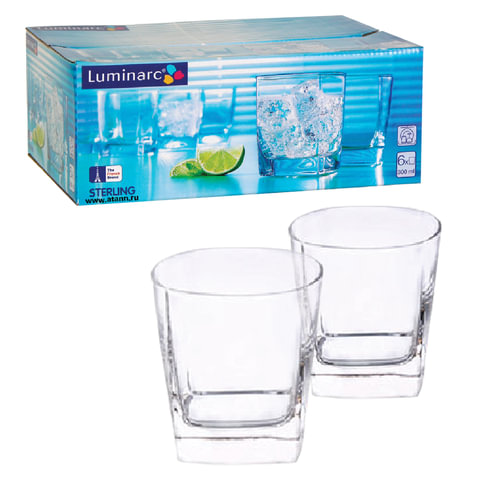 Набор стаканов для сока и виски, 6 шт., мл, низкие, стекло, Sterling, LUMINARC, H7669