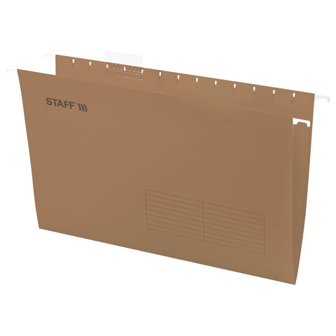 Подвесные папки A4/Foolscap (404х240 мм) до 80 л., КОМПЛЕКТ 10 шт., крафт-картон, STAFF