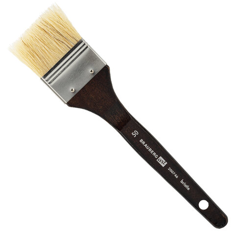 Кисть художественная профессиональная BRAUBERG ART CLASSIC, щетина, флейц, № 50, короткая ручка