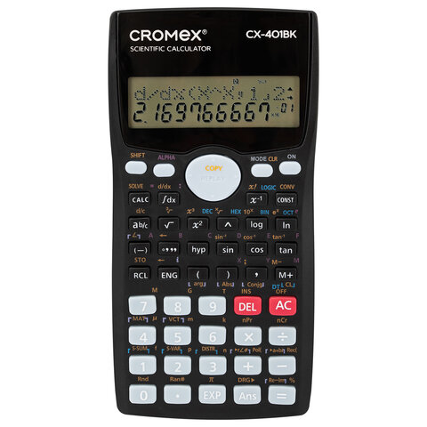 Калькулятор инженерный CROMEX (КРОМЕКС) CX-401BK (155х80 мм), 401 функция, 10+2 разрядов