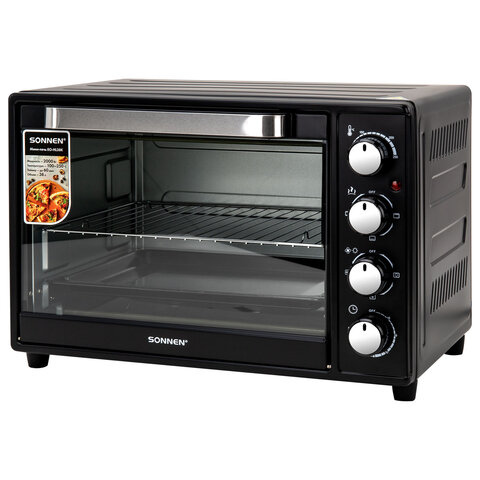 Мини-печь электрическая SONNEN EO-HL38K, 2000 Вт, л, 3 режима нагрева, режим конвекции, таймер, механическое управление