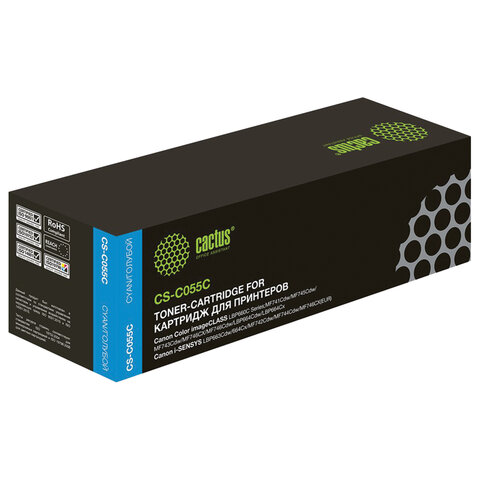 Картридж лазерный CACTUS (CS-C055C) для Canon LBP663Cdw/664Cx/MF746Cx/742Cd, ресурс 2100 страниц