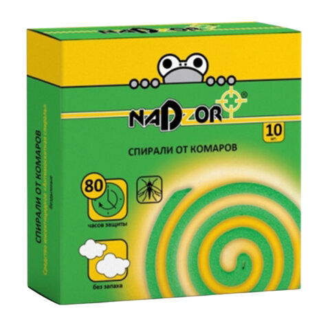 Спирали от комаров бездымные 10 шт., NADZOR