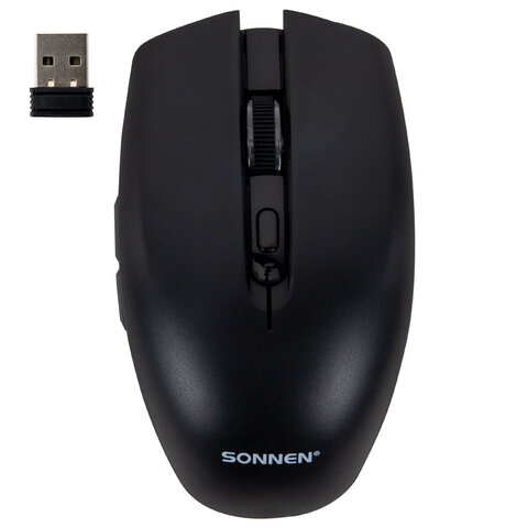 Мышь беспроводная USB, 800/1200/1600 dpi, 5 кнопок + колесо-кнопка, оптическая, SONNEN Q80