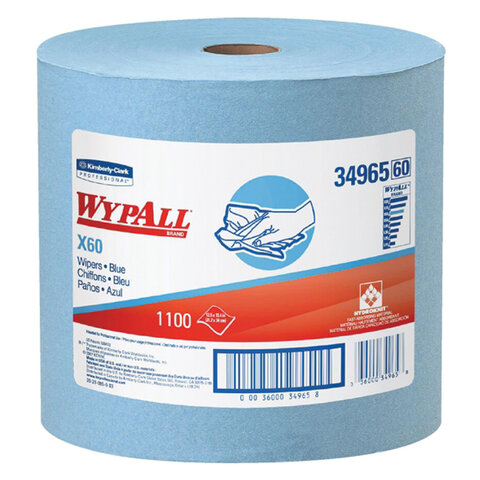 Протирочный нетканый материал KIMBERLY-CLARK Wypall X60, 1100 листов в рулоне, 31,5х34 см