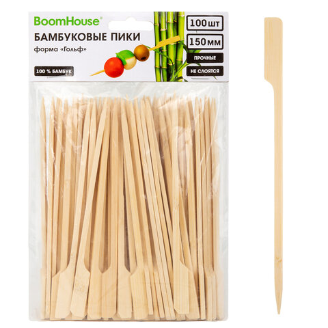 Шпажки-пики для канапе бамбуковые ГОЛЬФ 15 см, 100 шт., BOOMHOUSE (БУМХАУС)