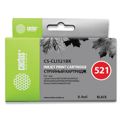 Картридж струйный CACTUS (CS-CLI521BK) для CANON Pixma MP540/630/980, фото