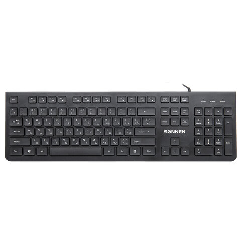 Клавиатура проводная SONNEN KB-8280, USB, 104 плоские клавиши