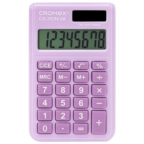 Калькулятор карманный CROMEX (КРОМЕКС) CX-210N-LV (96х62 мм), 8 разрядов, двойное питание
