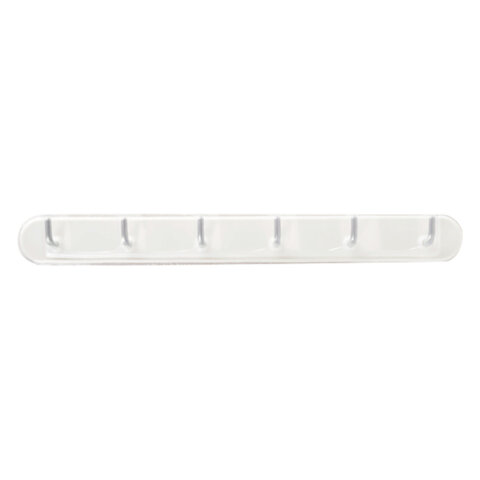Крючки самоклеящиеся 6 шт. на планке 35,5х3,7 см пластиковые бело-серые PRIMILA (ПРИМИЛА)