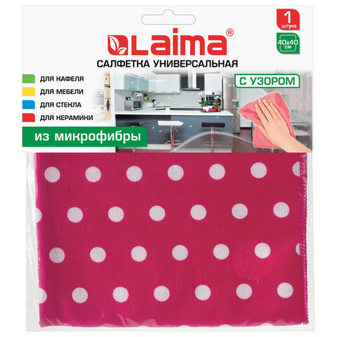 Салфетка из МИКРОФИБРЫ универсальная, см, горошек, 250 г/м2, LAIMA