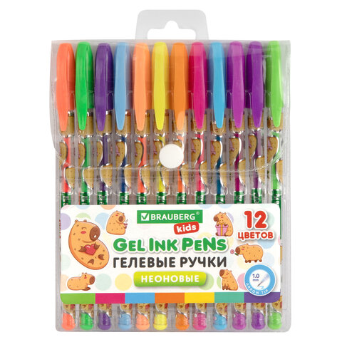 Ручки гелевые НЕОНОВЫЕ BRAUBERG KIDS 