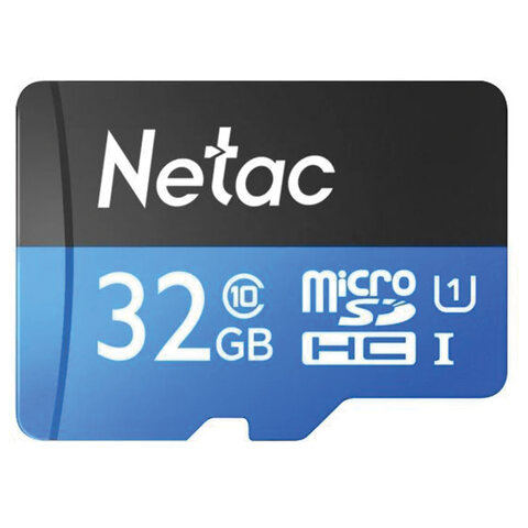 Карта памяти microSDHC ГБ NETAC P500 Standard, UHS-I U1, 80 Мб/с (class 10), адаптер, NT02P500STN-032G-R