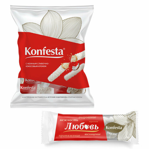 Конфеты KONFESTA со сливочно-кокосовым кремом, вафельные, г, пакет