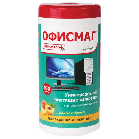Салфетки для экранов всех типов и пластика ОФИСМАГ с ароматом 