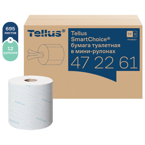 Бумага туалетная 118,2 м, Tellus/TORK (Система T9) SmartOne, ADVANCED, КОМПЛЕКТ 12 рулонов, 2-слойная