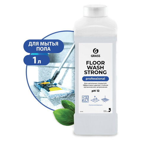 Средство концентрат для машинной и ручной мойки полов 1 л, GRASS FLOOR WASH STRONG, щелочное