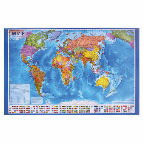 Коврик-подкладка настольный для письма (590х380 мм), с картой мира, BRAUBERG