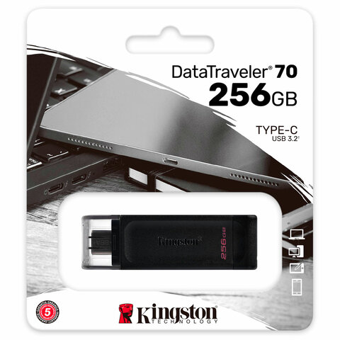 Флеш-диск GB KINGSTON DataTraveler 70, разъем Type-C 3.2, DT70/256GB