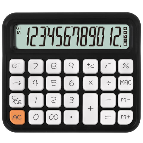 Калькулятор настольный BRAUBERG KW-1000-BK (152x132 мм), 3D-кнопки, 12 разрядов