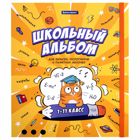 Папка-портфолио школьника, А4, ШКОЛЬНЫЙ АЛЬБОМ, 10 вкладышей, магнитный клапан 7БЦ, BRAUBERG