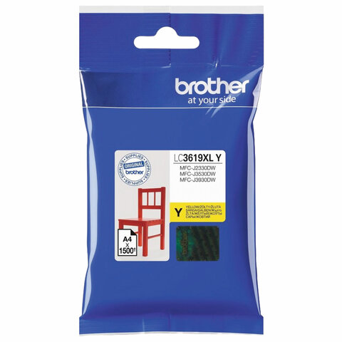 Картридж струйный BROTHER (LC3619XLY) для MFC-J3530DW/J3930DW, оригинальный, ресурс 1500 страниц