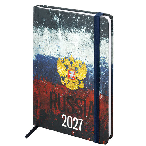 Ежедневник датированный 2027 с резинкой, 145х203 мм, А5, BRAUBERG, твердый, фольга, 