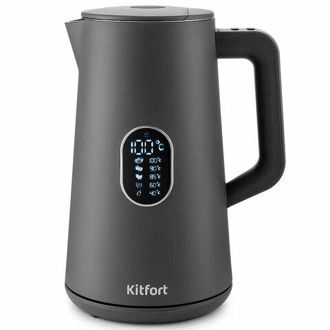 Чайник KITFORT КТ-6115-2, 1,5 л, 1800 Вт, закрытый нагревательный элемент, ТЕРМОРЕГУЛЯТОР, двойные стенки