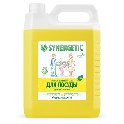 Гель для мытья посуды антибактериальный 5 л, SYNERGETIC 