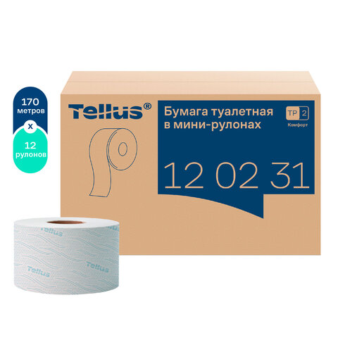 Бумага туалетная 170 метров, Tellus/TORK (Система T2) ADVANCED, КОМПЛЕКТ 12 рулонов, 2-слойная