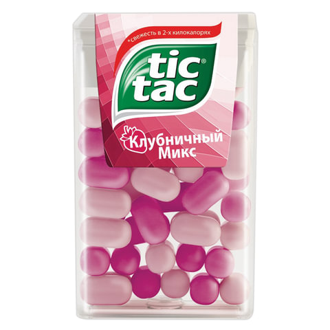 Драже TIC TAC (Тик Так), со вкусом клубники, г, пластиковая баночка